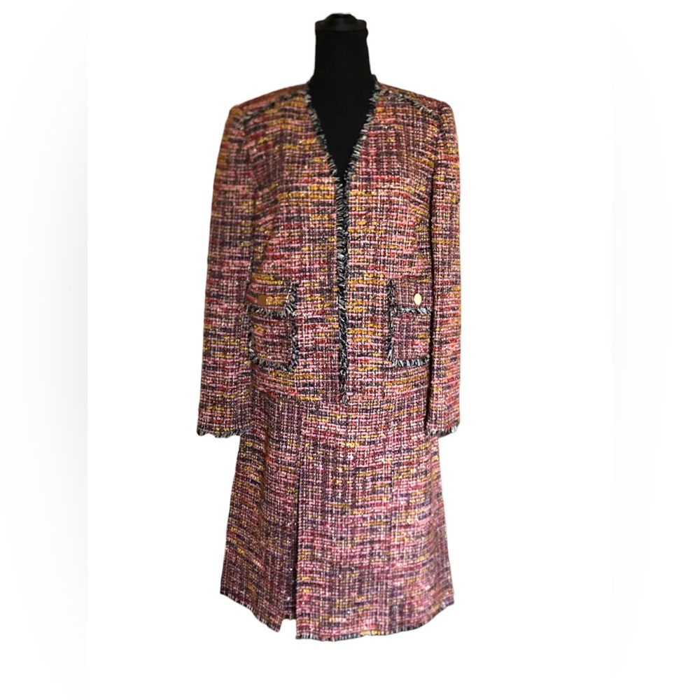 J Peterman 1950’s Style Tweed Jacket & Skirt Suit Multicolored Women’s Sz 6 New